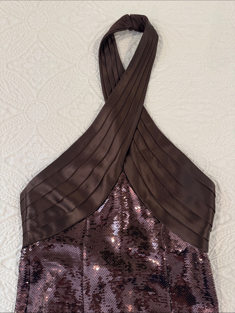 Retrofete Brown Sequin Crisscross Maxi Dress - Picture 8 of 12